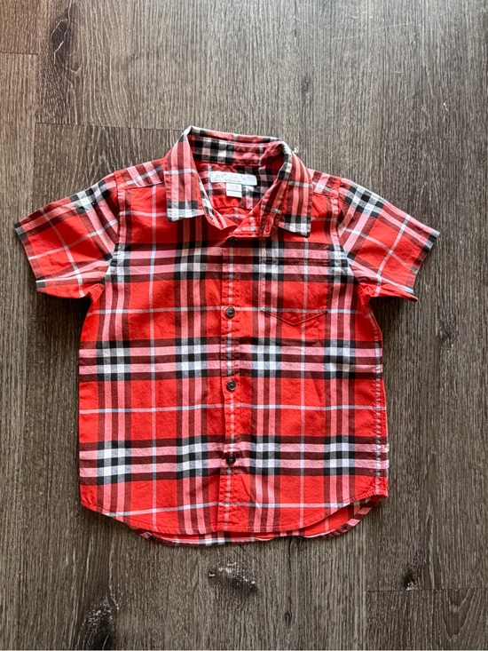 Burberry Other - Burberry Red Plaid Short-Sleeve Button-Down Shirt for Kids